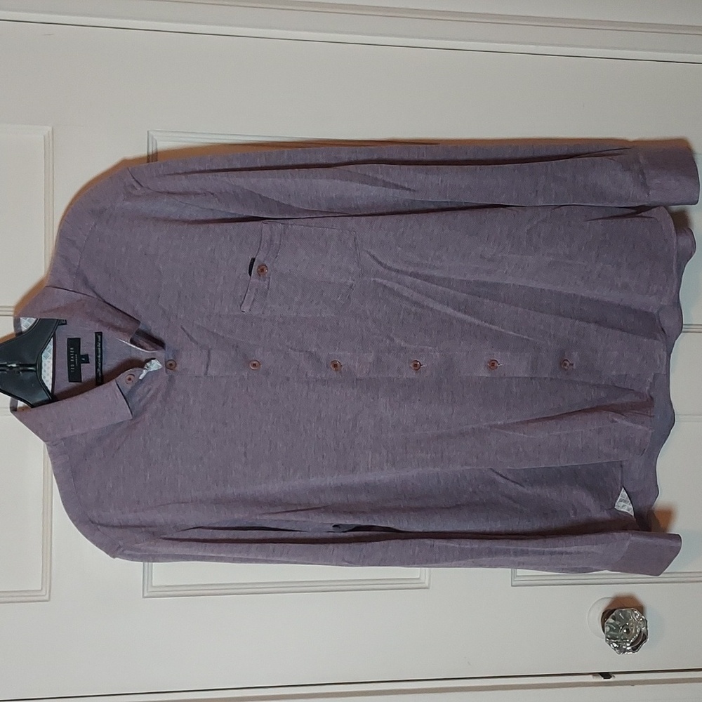 Ted Baker London Knit Button Down Casual Shirt In Heathered Purple TB Size 4